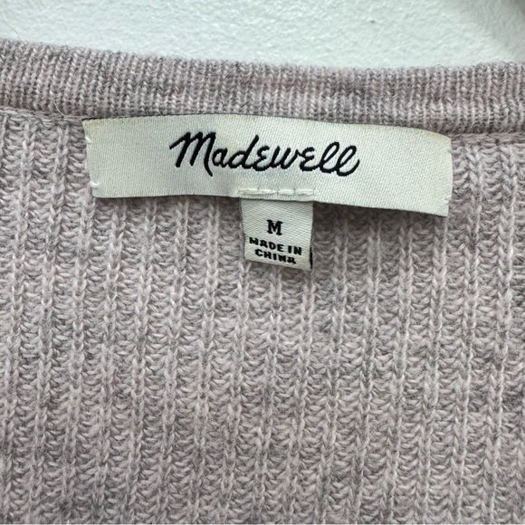 Madewell Woodside Pullover Sweater Ribbed Merino Wool Lilac Gray Pullover Sz M - Picture 5 of 5